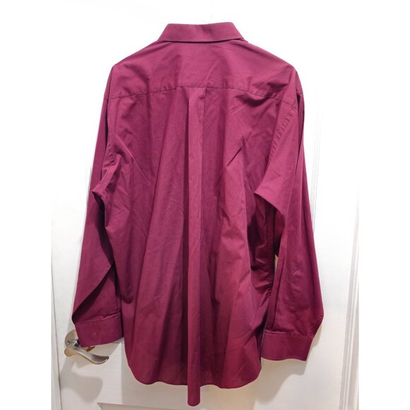 Kilburne & Finch Men’s Dress Shirt 17 34/35 Burgundy – Classic Fit Long Sleeve - Picture 9 of 13